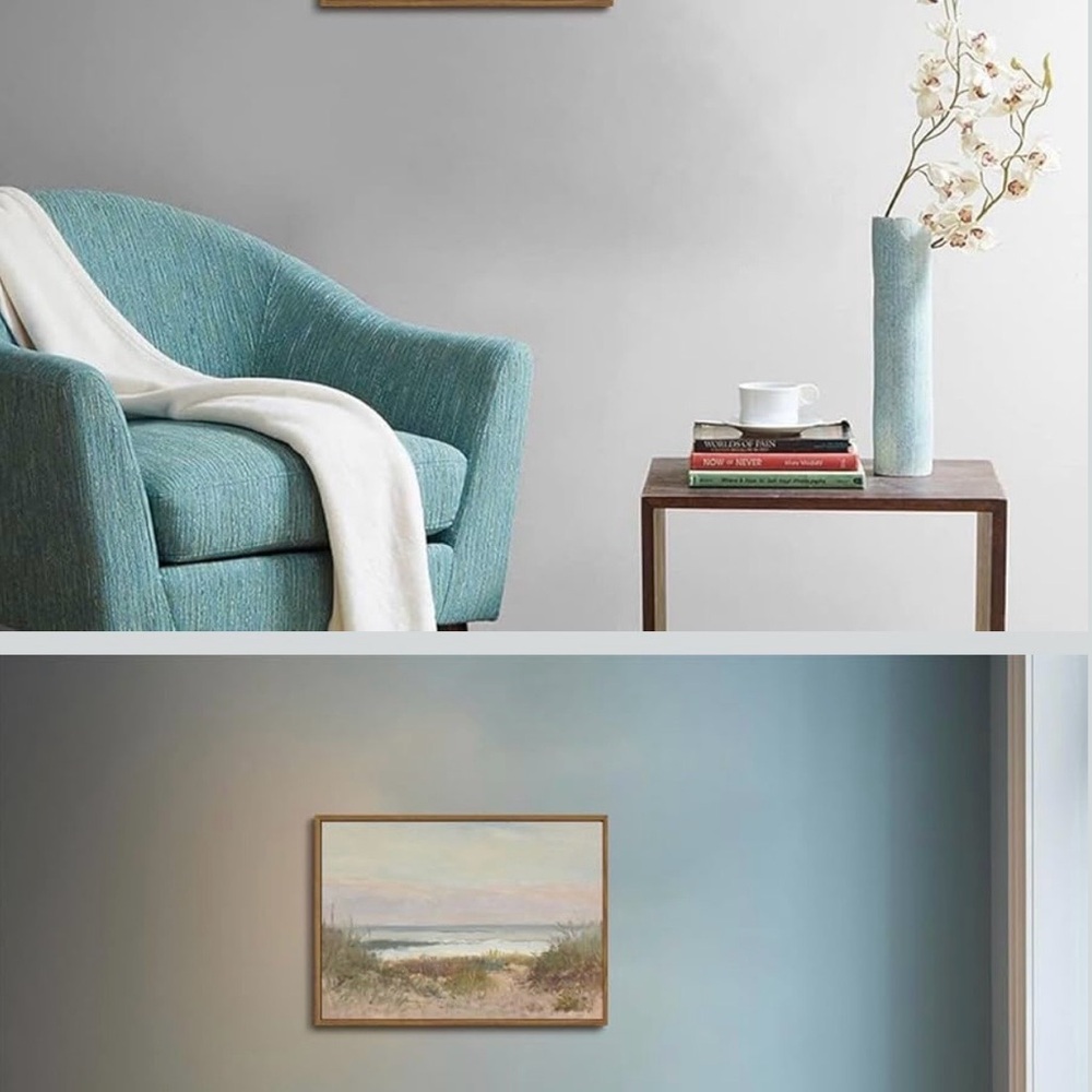 Coastal Framed Wall Art - Soft Pastel Beach Painting - Picture 3 of 4